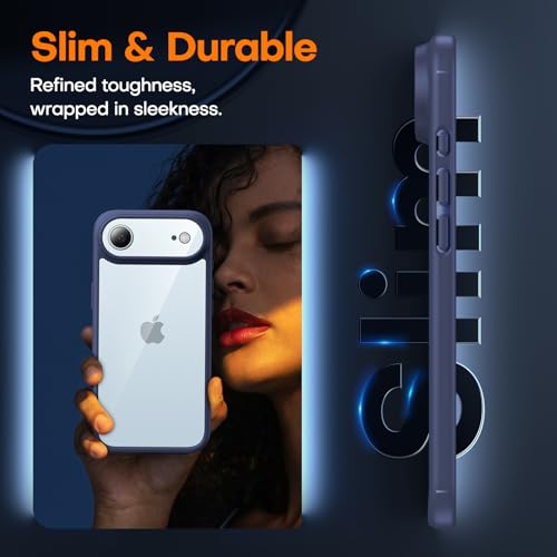 Image of TAURI for iPhone Air Case, with Screen Protector, Blue | Full Camera Protection, Anti-Yellowing Military-Grade Protection Shockproof Slim Phone Case for iPhone 17 Air