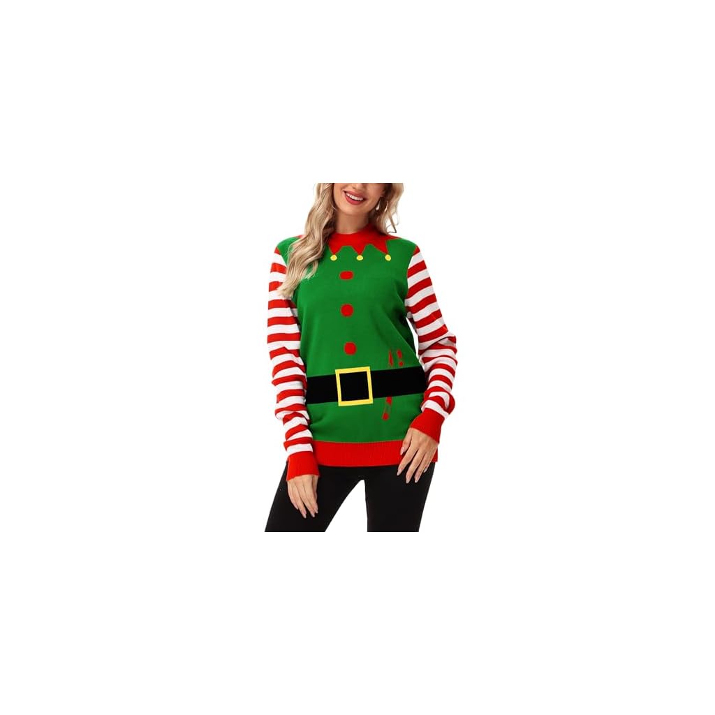 AOBUTE Unisex Ugly Christmas Sweater for Men Women Xmas Holiday Party Funny Print Knit Pullover