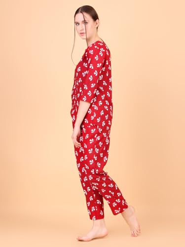 Image of Ichaa Women's Rayon Night Suit Printed Top & Bottom Set