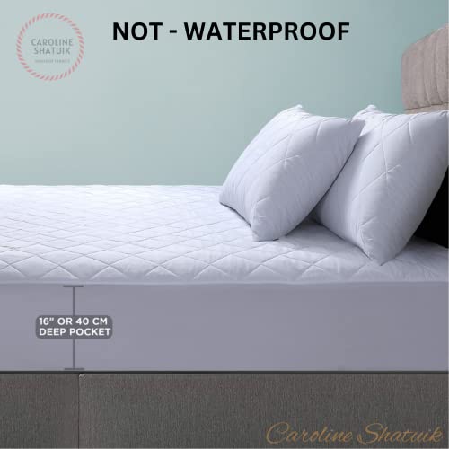Caroline Shatuik Mattress Protector Double Bed Extra Deep fitted 40cm Stretch Skirt Anti Allergy- Mattress Topper Cover(137 X 190cm) Not Waterproof