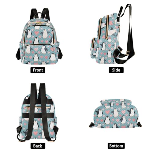 Image of ALAZA Cartoon Penguin Love Blue Women Backpack Purse Ladies Fashion Shoulder Bag Daypack Travel Bag 10L
