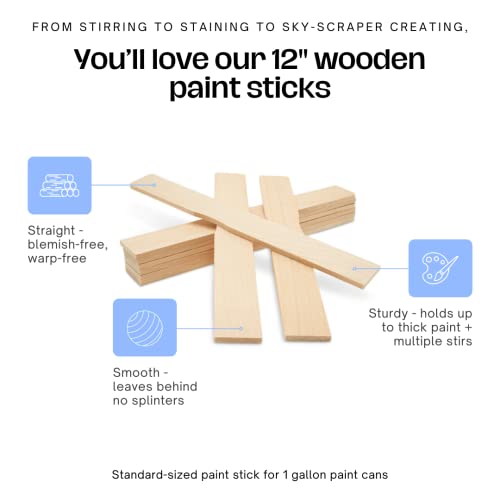 12 Inch Paint Sticks, Box Of 50 Hardwood Paint Stirrers, Wood Mixing Paddles For Epoxy Or Resin, Garden Or Library Markers By Woodpeckers #TOP2