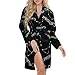 Capricorn Constellation Fashion Robes for Women Knee Length Long Sleeved Nightgown Spa Bathrobe Soft Bath Robe L