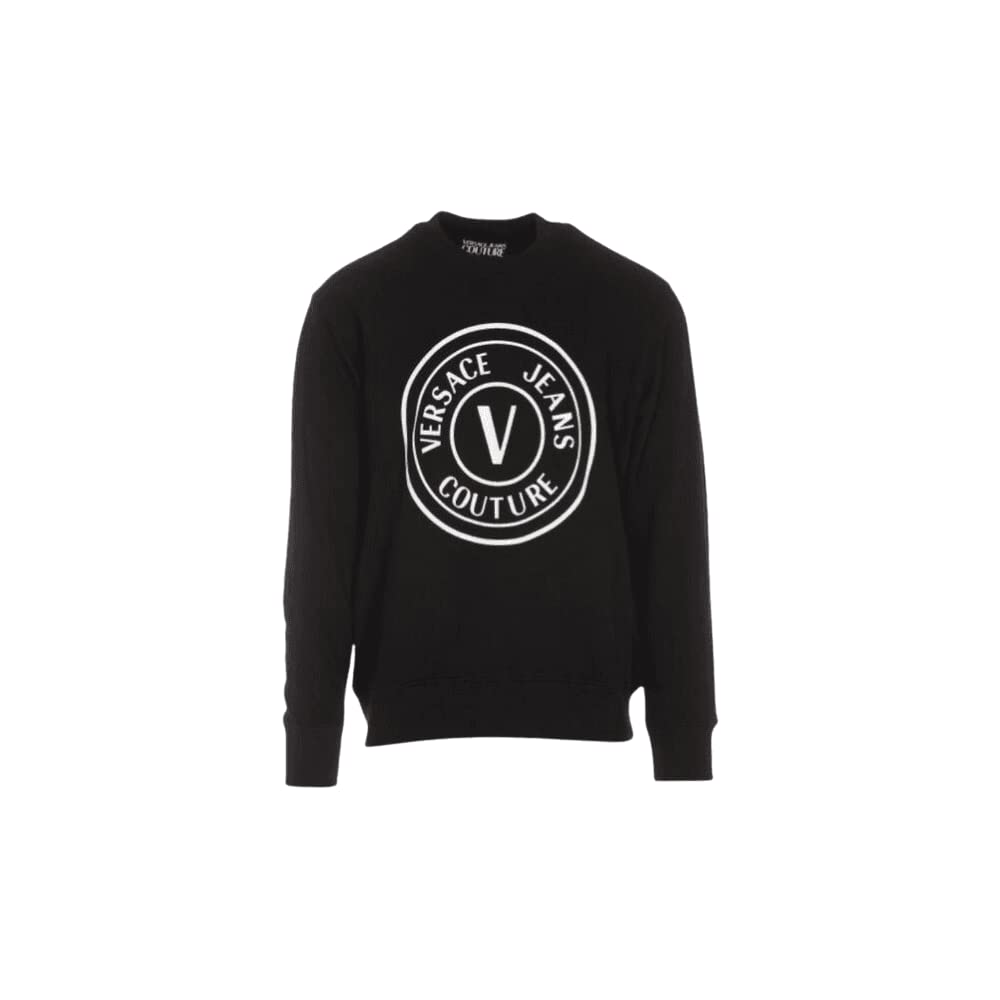 VERSACE JEANS COUTURECotton Round Logo Black Sweatshirt