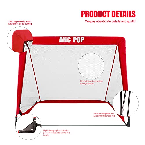 Portable Pop Up Soccer Goal for Kids Trainning and Family Game Foldable Soccer Net for Backyard with Carrying Case (4FT, Red) - Thumbnail 4