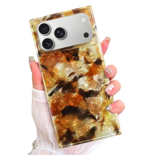 AIGOMARA Magnetic Rectangle for iPhone 17 Pro Case, Brown Pearl Abalone