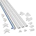 D-Line Medium Cable Raceway Kit, 13 Feet of Self Adhesive Cord Covers with Connector Accessories, Electrical Wire Concealer for Home Theater, TV, and Office | 4 x 39” Channels Per Pack (White)
