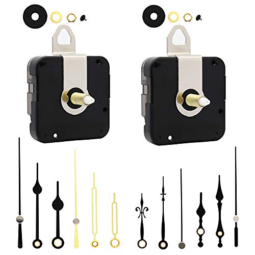 Youngtown 12888 2 Pack Clock Movement Mechanism With 4 Pairs Of Short Hands Battery Silent Sweep Operated Quartz Clock Motor Kit Diy Repair Parts Replacement,Total Shaft Length Is 23 Mm (29/32 Inch). #TOP12