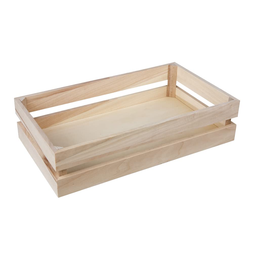 Rayher, wooden box, slat look, with 2 wall hooks, wood, nature, Wood, natural, 35.5 x 20.5 x 8.5 cm