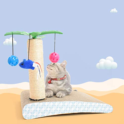 STOBOK Arranhador de gato exclusivo em formato de ilha de coco com bola de sino para pendurar brinqu