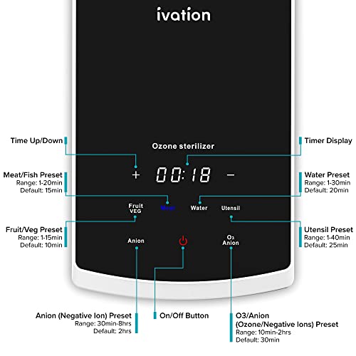Ivation Multipurpose Ozone Sterilizer For Air & Water | Portable Home Deodorizing & Disinfecting System With Led Control Panel, Ionizer, Tube & Diffuser Stones | Purify Toothbrushes, Baby Bottles, Etc #TOP2