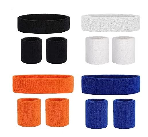 Care N Touch Men,Women Cotton Sports wear Wrist Band & Head Band Color BLACK + BLUE + ORANGE + WHITE (SET of 12) (B0D8RJCNBC) Amazon Price History, Amazon Price Tracker