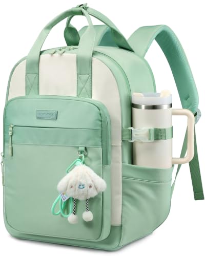 LOVEVOOK Mochila para laptop para estudantes do ensino fundamental, Bege-verde-escuro - verde claro-m, 15.6 inch, Mochilas de mochila