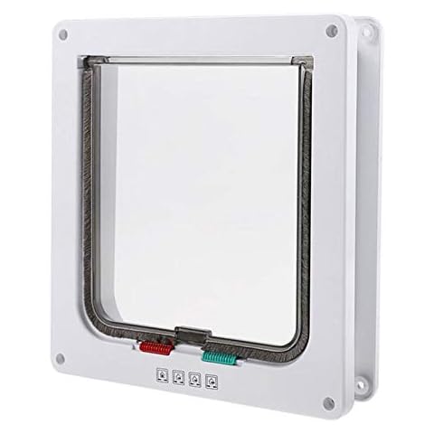 BrawljRORty Pet Screen Door Flap Easy to Install Safety ABS Quiet Pet Cats Door Flap Lockable Magnetic Flap Screen Automatic with Holder Wall Mount for Dog and Cat Gate White L Cover