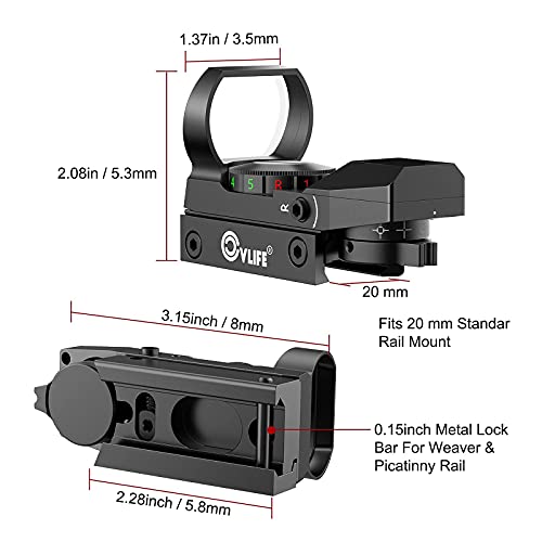 Cvlife 1X22X33 Red Green Dot Gun Sight Scope Reflex Sight With 20Mm Rail & Cvlife Paracord 550 Two Points Sling Adjustable Rope Quick Swivel #TOP4
