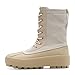 Foapts Men's High-Top Canvas & Suede Casual Boots Lace-Up Round Toe Non-Slip Rubber Sole Fashion Boots (Beige,8)