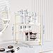FSyueyun 2-Tier Corner Bathroom Counter Organizer, Tool-Less Installation Vanity Shelf Small Plastics Countertop Makeup Tray Skincare Perfume Organizers (Gold)