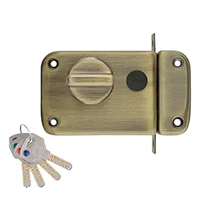 Godrej Rim Lock I Ultra XL+ I 1CK Deadbolt I Antique Brass Finish I for Outside Opening Door & Left/Right Handed Doors I 4 Keys I 5 Year Warrenty I Manual Locking