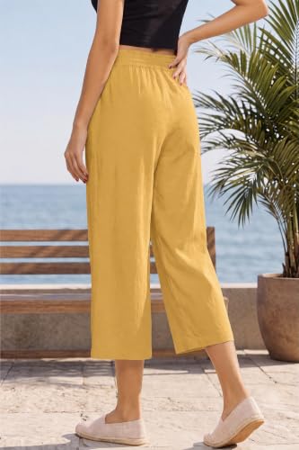Image of LNX Women's Linen Pants Wide Leg High Waisted Capri Pants with Pockets