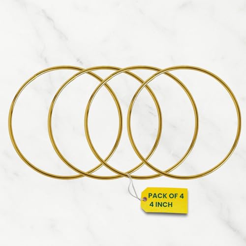 Image of ecofynd 4pcs Circle 4 Inch Metal Crafts Hoops, Gold Dream Catcher Rings Supplies, Macrame Creations Ring for Wreath Crafts, DIY Projects handicrafts Decoration Wall Hanging Craft (CS4003-GO)