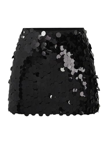MakeMeChic Women's Plus Size Sequin Sparkly Skirt Stretch Bodycon Party Short Skirts Clubwear