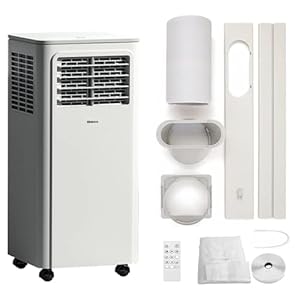 SHINCO Aire acondicionado móvil, 7000 BTU 2,05kW, Refrigeración&Ventilación&Deshumidificación, tamaño de la habitación hasta 54m³(18㎡), Aire acondicionado móvil con manguera de drenaje y manguera de