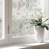 Dimoon 17.3' x 78.7' Window Privacy Film Stained Glass Floral Film for Home Rainbow Effect See Out Decorative Frosted Static Cling Stickers Kitchen Bathroom