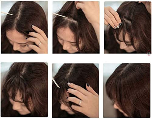 Image of Firstly Traders Clip In Bangs Fringes Human Hair Extension Piece Extensions for Women Girls Party Accessories| Without Sides (Dark Brown)
