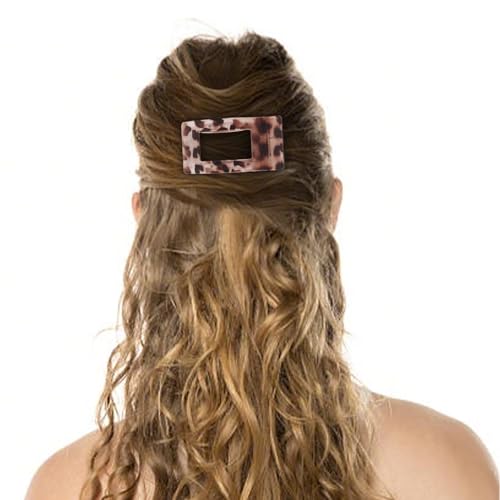 KIUEZIR 4 Pack Square Flat Claw Clips for Women, Leopard Print Smooth Acrylic Hair Clips with Cutout Design, Ergonomic Curve for All-Day Comfort (Office, Dates & Vacation Hair Accessories) - Image 3