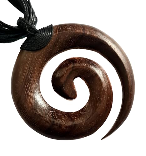 Collier en bois spirale maori Koru, le cadeau artisanal idéal chargé d'histoire