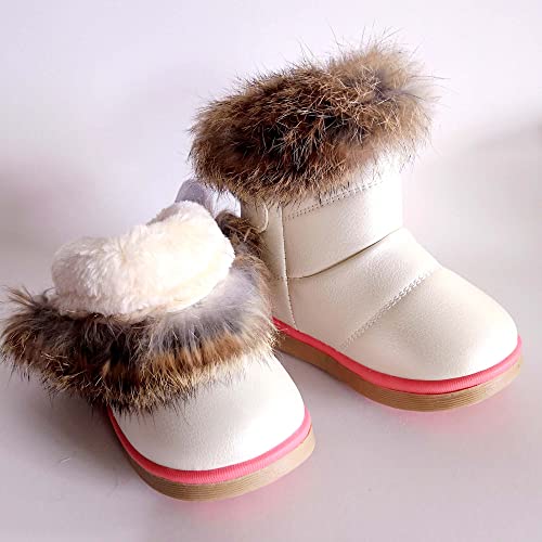 FJWYSANGU Toddler Girl Warm Winter Snow Boots Plush inner Outdoor Boots Waterproof Walking Shoes Flat Easy on for Toddlers Little Girls4