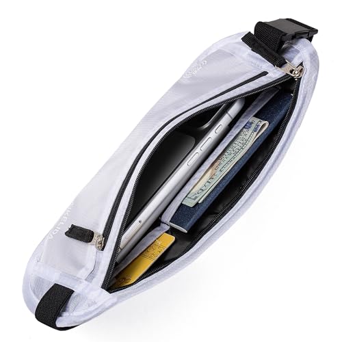 Image of RFID Blocking Money Belt - Passport Holder & Travel Wallet, Slim Hidden Fanny Packs for Women Men - White