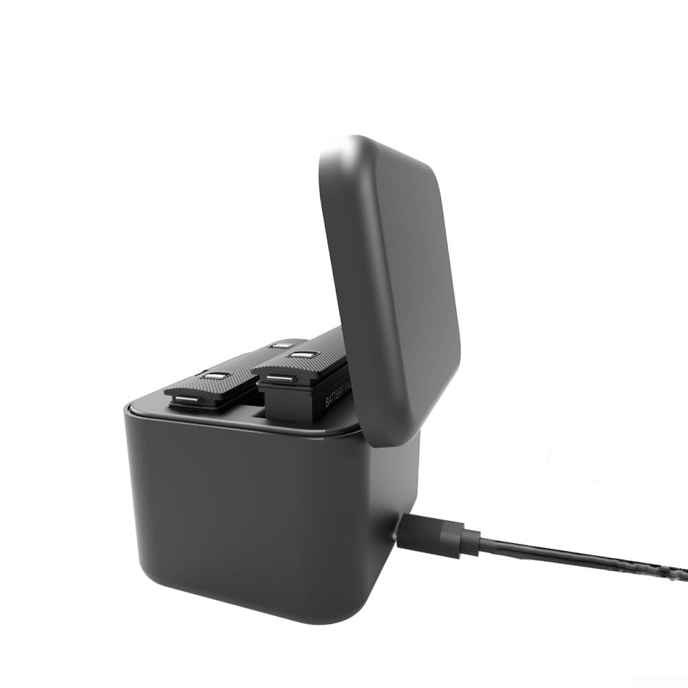 Whychstore Chargeur de batterie rapide pour Insta360 X5, station de stockage de charge de batterie portable à double canal, concentrateur de chargeur X5, avec câble de charge de type C