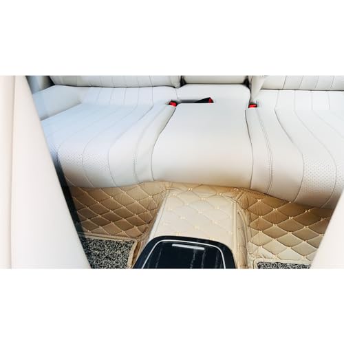 Image of Capdell 7D Car Floor Mats Compatible for Mahindra XUV 700 5 Seater || Luxury Leather Double Car Floor Mat Complete Set || 100% Waterproof and Washable || Color :- Beige