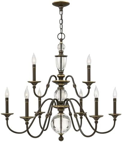 Hinkley Eleanor Traditional Nine Light Chandelier Foyer, Light Oiled Bronze