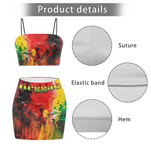 Image of 2025 Sexy Spaghetti Strap Crop Tops and Bodycon Skirt Casual 2 Piece Set S-4XL
