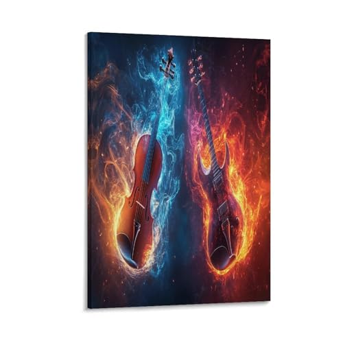 Peinture sur toile premium avec guitare decoration murale de salon