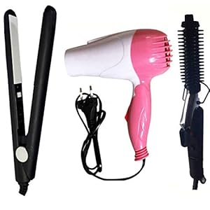 Nirvani Combo Nv-1290 Foldable Hair Dryer With 2 Speed Setting 1000 Watts Hair Dryer (Pink), 471 Hair Curler And Mini…