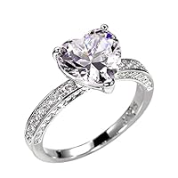 Bague Argent 925 Femme Coeur Bague élégante Zircone Cubique Anneaux Fiançailles Mariage Amitié Cadeau Bijoux pour Femmes Petite Amie Maman Bagues mode pour compagnon