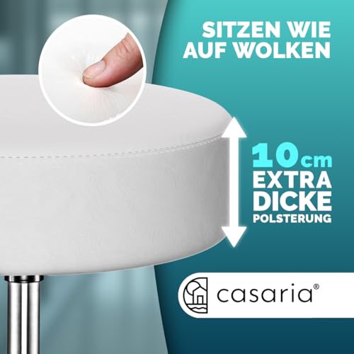 CASARIA® Rollhocker Höhenverstellbar 2er Set 10cm Polsterung 46-60cm Höhe 360° Drehbar Ø35cm Rund Rollen Bürohocker Drehhocker… – Ansicht 2