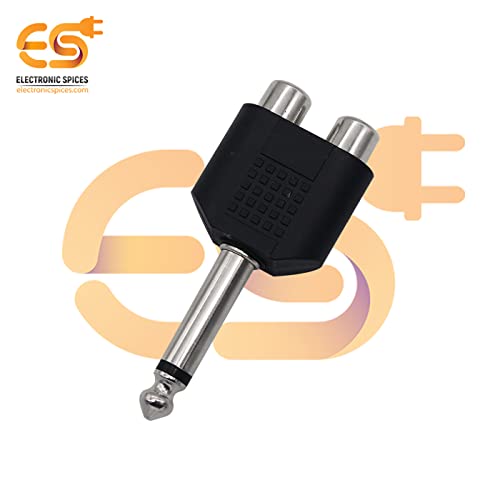 Image of Electronic Spices Single 6.35mm male to 2 RCA female dual splitter interface audio connectors pack of 20pcs