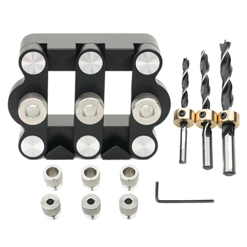 livre Derwrtup Kit de jig de chevilles, jig pour le travail du bois, instructions de perçage multi-usages auto-centrées (français non garanti), localisateur de trous précis, outil en bois portable pour le