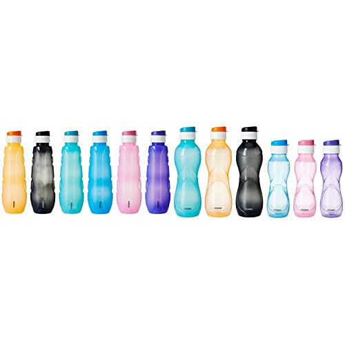 Amazon Brand - Solimo CHEMCO10 Plastic Water Bottle Set With Flip Cap, Set Of 6