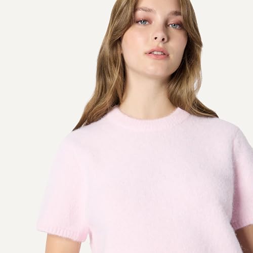 Image of Amazon Essentials Women's Relaxed-Fit Faux Mohair Short Sleeve Sweater Top
