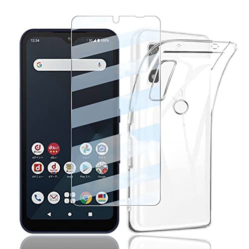 【1+1セット】arrows We F-51B / FCG01 用の ガラスフィルム+ケース カバー TPU 【日本旭硝子製】Arrows We 強化ガラス 保護フィルム 硬度9H 耐指紋 自動吸着 視力を保護 貼付簡単 Arrows We 用の ケース 透明 TPU素材を使用し耐衝撃 シリコン 薄型 軽量 傷防止 Arrows We 対応