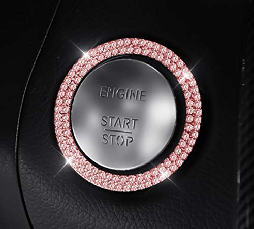 NIUHURU Car Interior Trim Bling Accessories fit for Mercedes Benz E Class E200 E300 Modification Rhinestone Crystal Decals Accessories (Rose Gold, Ignition Start Decorative Ring 1pc)