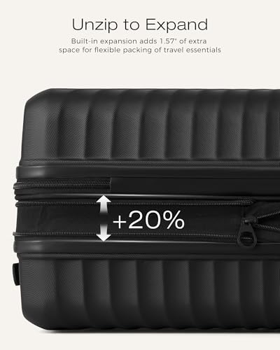 Image of Coolife Luggage Carry-On, Lightweight PC Hardside Suitcase, 20-Inch, Black | Expandable Carry-On, Dual Spinner Wheels, TSA-Approved Lock, Upgraded PC Hardshell, Durable Travel Suitcase