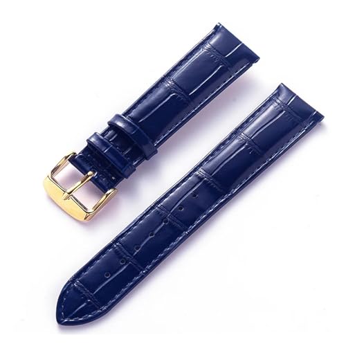 Bracelet de montre en cuir bleu 21mm compatible Tank Solo fermoir pliant