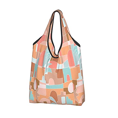 MSINCUDJ Bolsos de la compra para las mujeres Bolsos de hombro plegables reutilizables Bolsos de la compra Tonos del desierto
