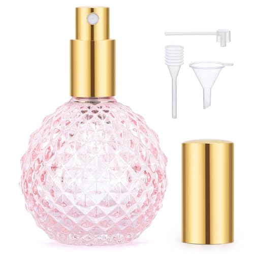 Segbeauty Vaporisateur Parfum, 100ml Flacon Parfum Vide, Vaporisateur Verre, Flacon Spray Portable pour Vacances, Date, la Fête, Travail (Rose)